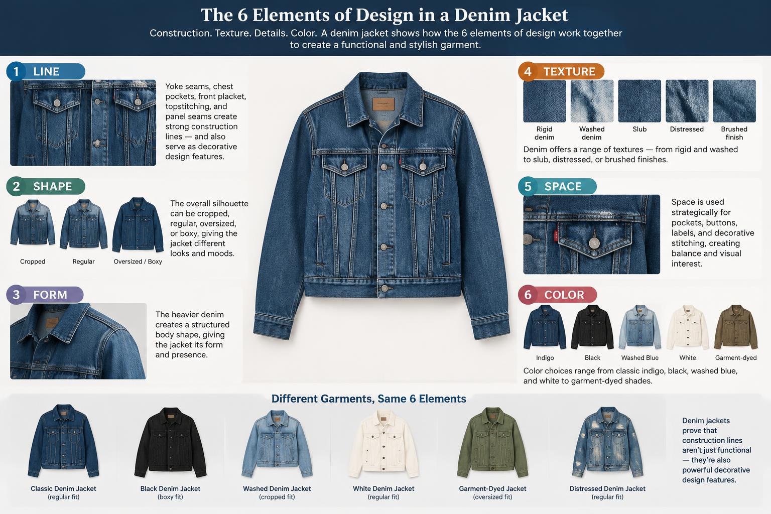 How to Applying 6 Elements of Design in Different Garments For Example Denim Jacket