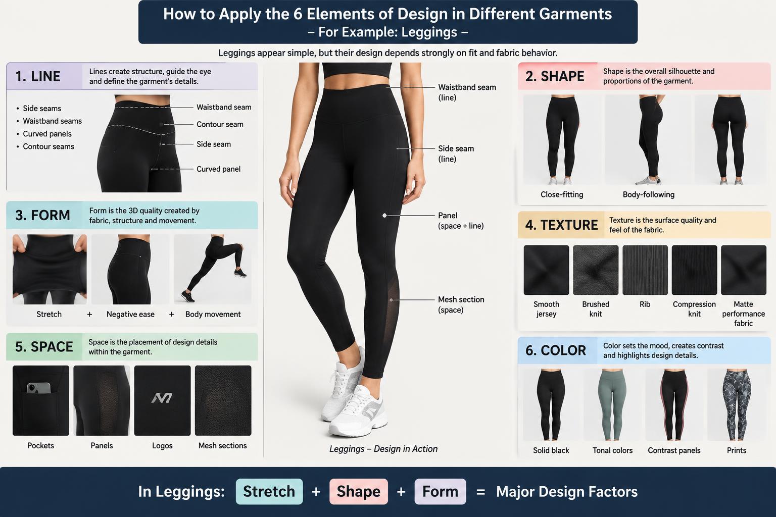 How to Applying 6 Elements of Design in Different Garments For Example Leggings
