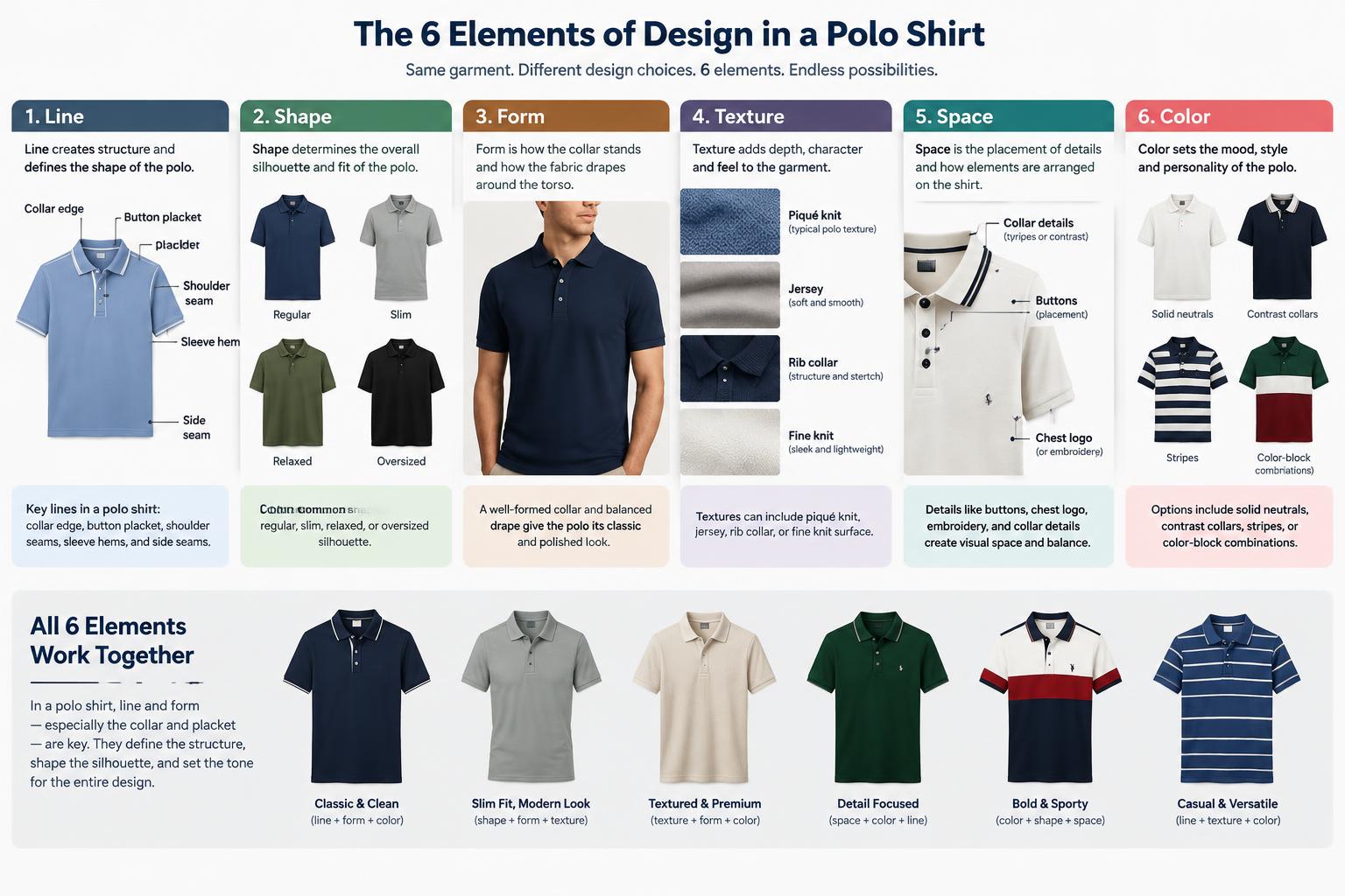 How to Applying 6 Elements of Design in Different Garments For Example Polo Shirt