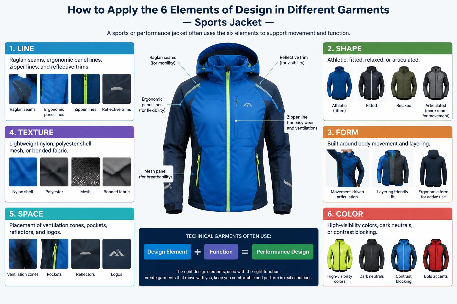How to Applying 6 Elements of Design in Different Garments For Example Sports Jacket
