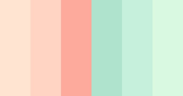 Summer: coral, mint green, sky blue