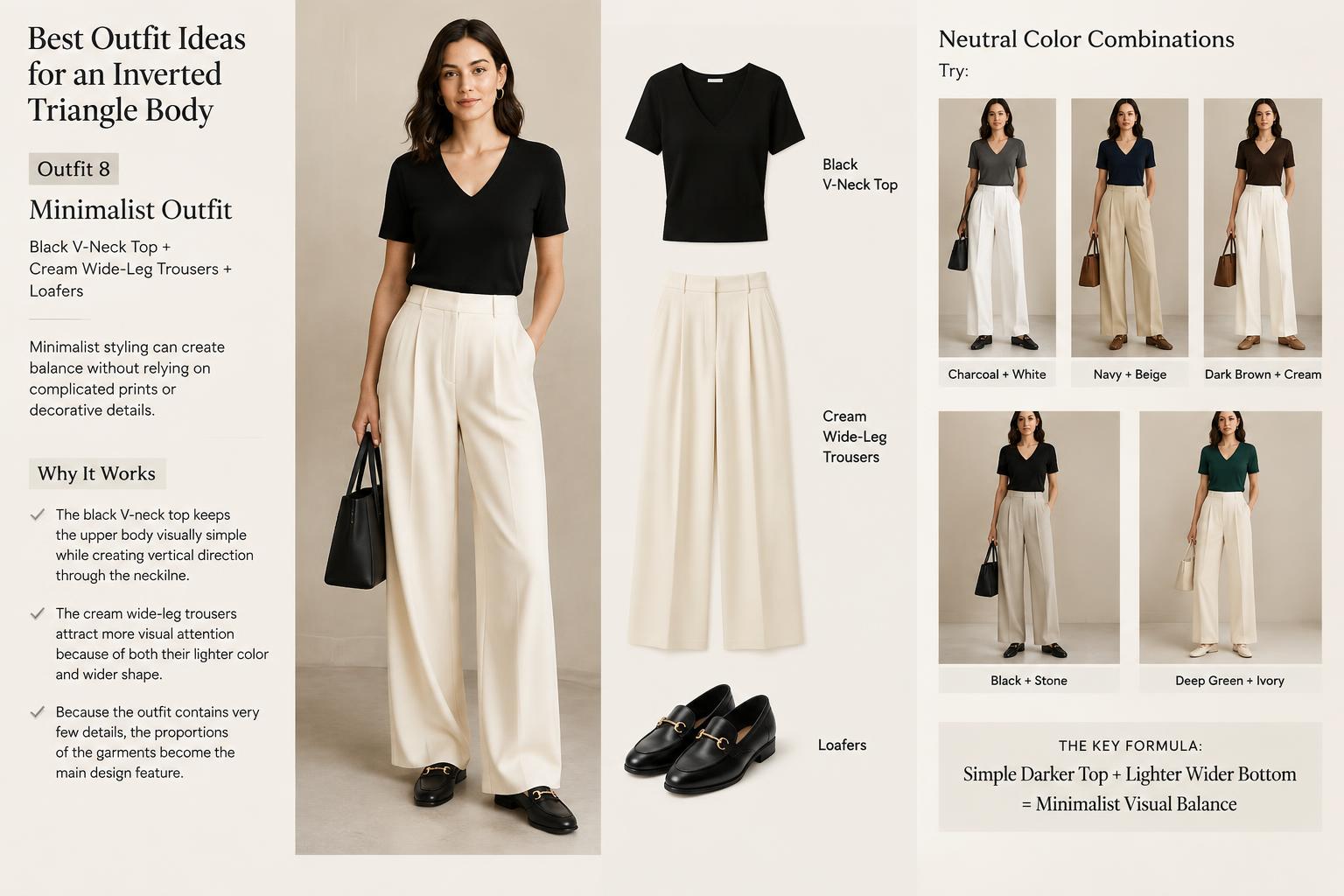 Best Outfit Ideas for an Inverted Triangle Body Outfit 8 Minimalist Outfit