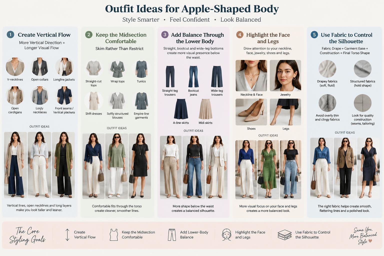 Outfit Ideas for Apple Shaped Body Core Styling Goals