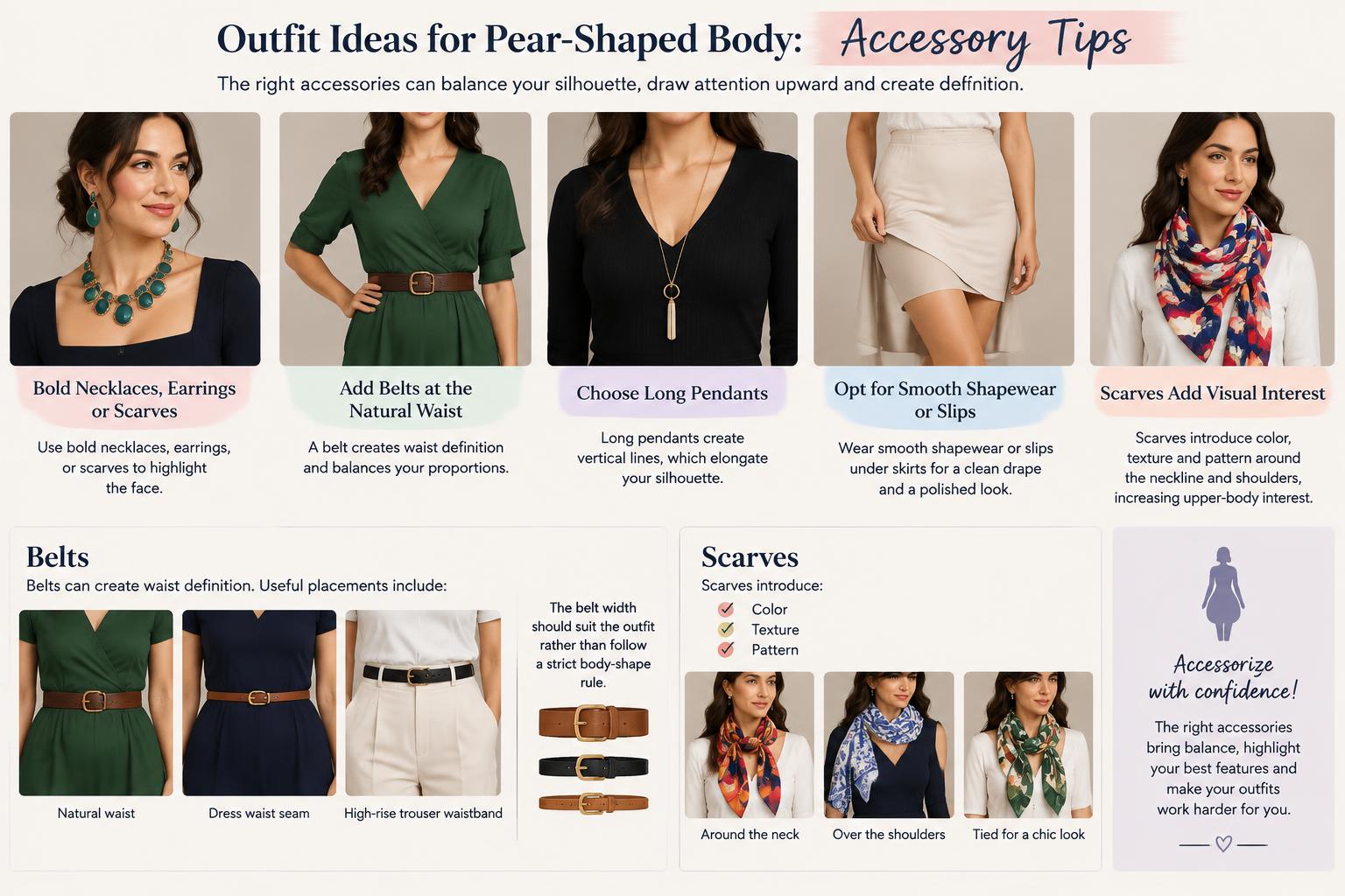 Outfit Ideas for Pear Shaped Body Accessory Tips