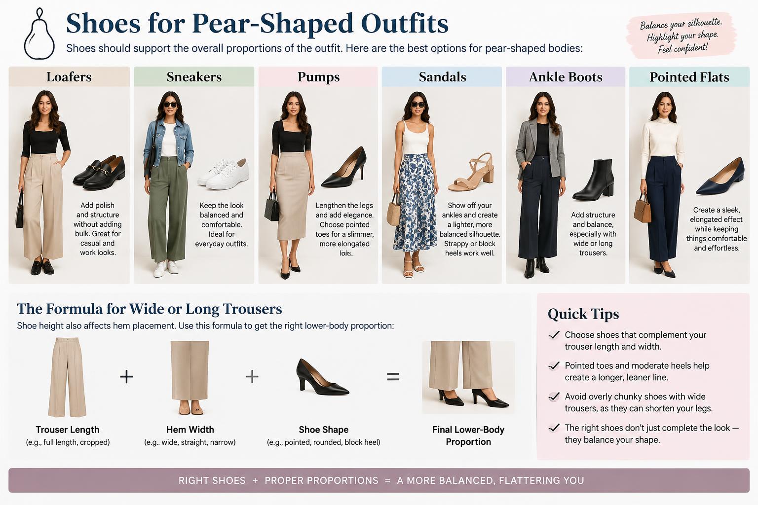 Outfit Ideas for Pear Shaped Body Shoes for Pear Shaped Outfits