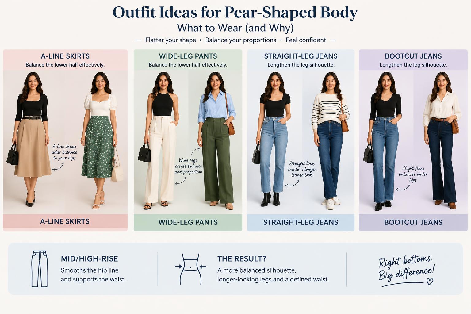 Outfit Ideas for Pear Shaped Body What to Wear and Why Bottoms