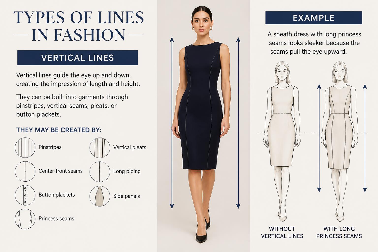 Types of Lines in Fashion Vertical Lines