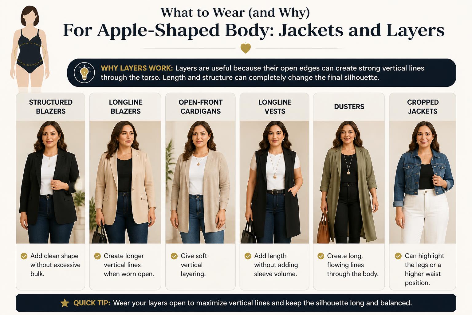 What to Wear and Why For Apple Shaped Body Jackets and Layers