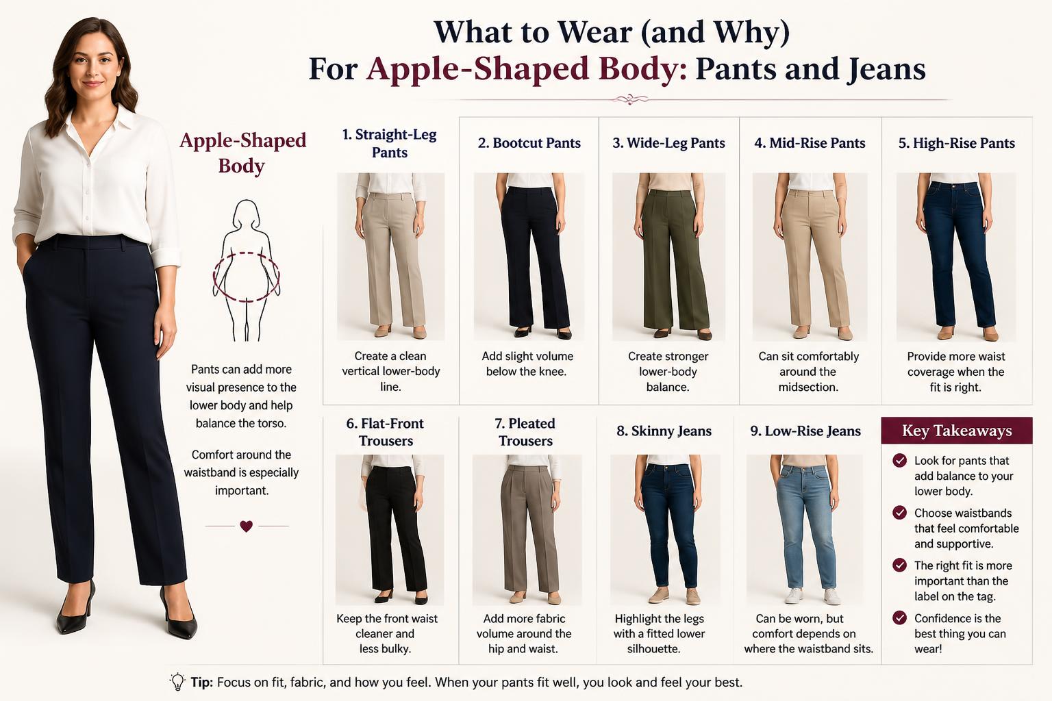 What to Wear and Why For Apple Shaped Body Pants and Jeans
