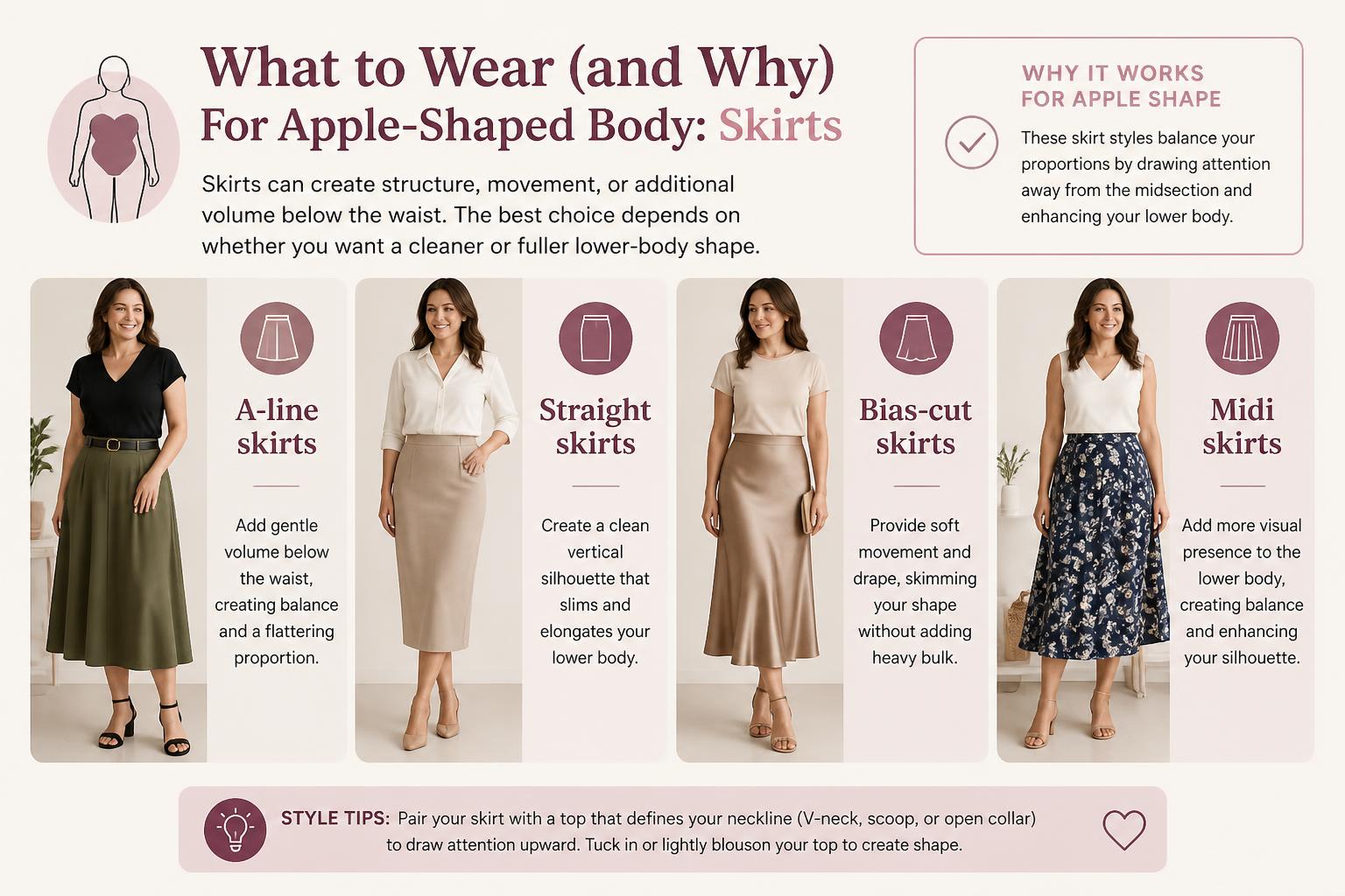 What to Wear and Why For Apple Shaped Body Skirts