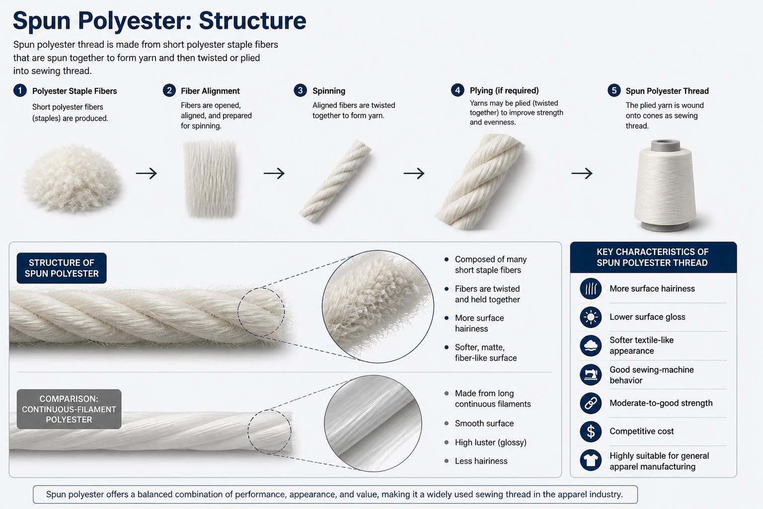 Spun Polyester structure