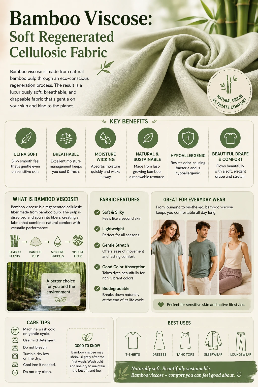 Bamboo Viscose Soft Regenerated Cellulosic Fabric