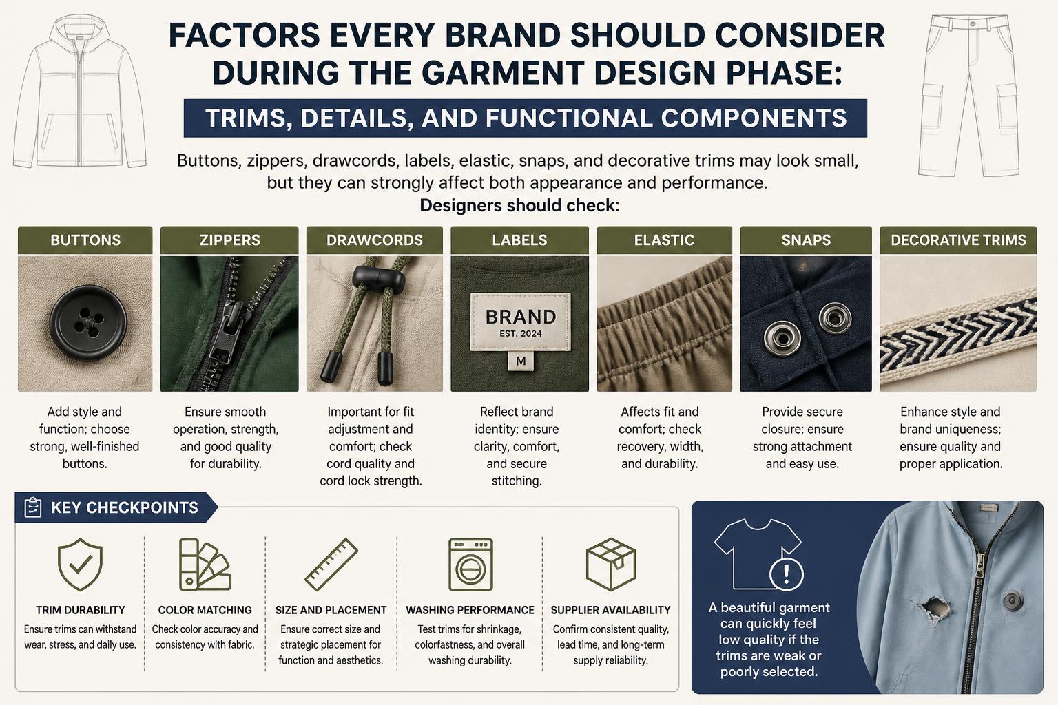 Factors Every Brand Should Consider During the Garment Design Phase Trims Details and Functional Components