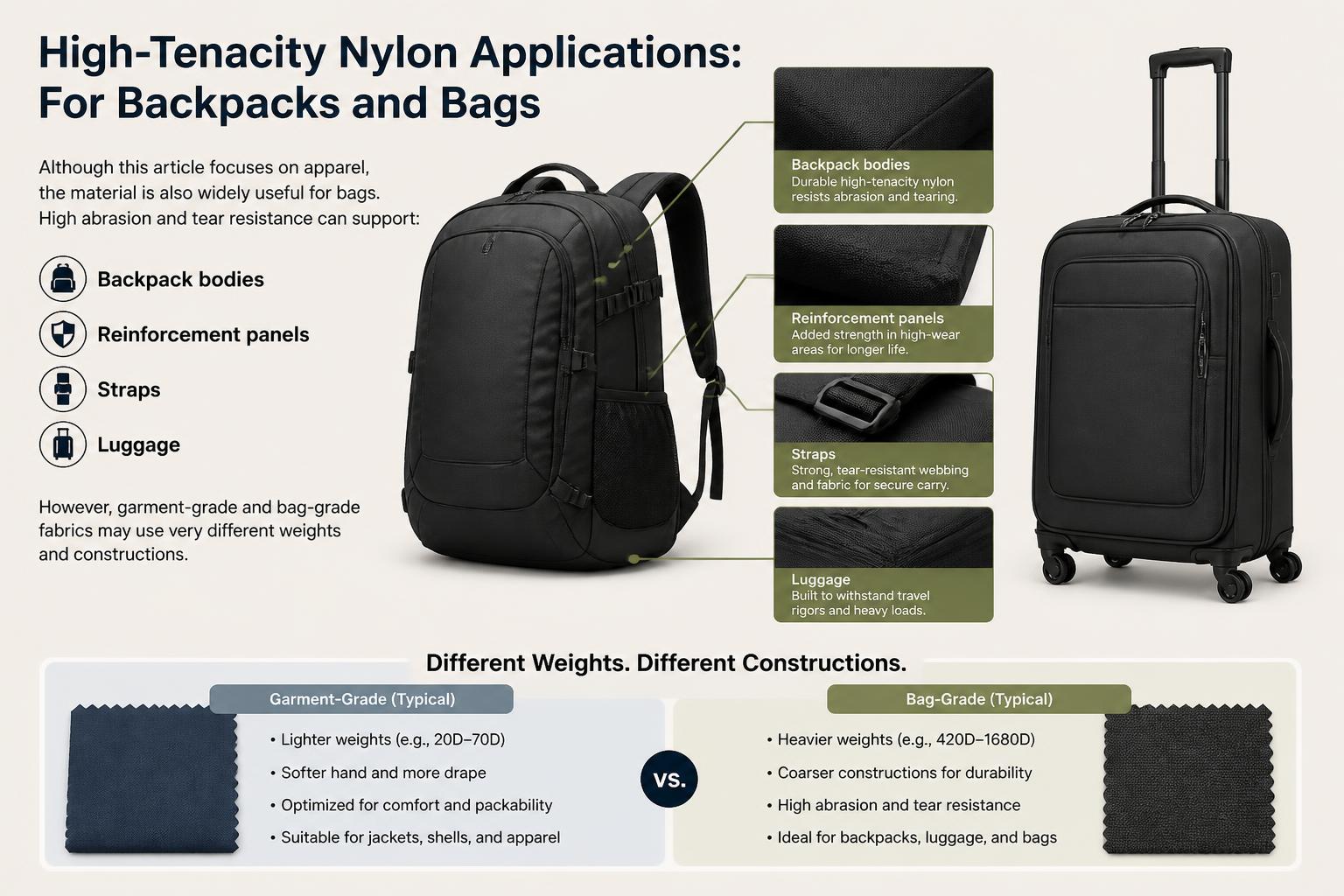 High Tenacity Nylon Applications For Backpacks and Bags