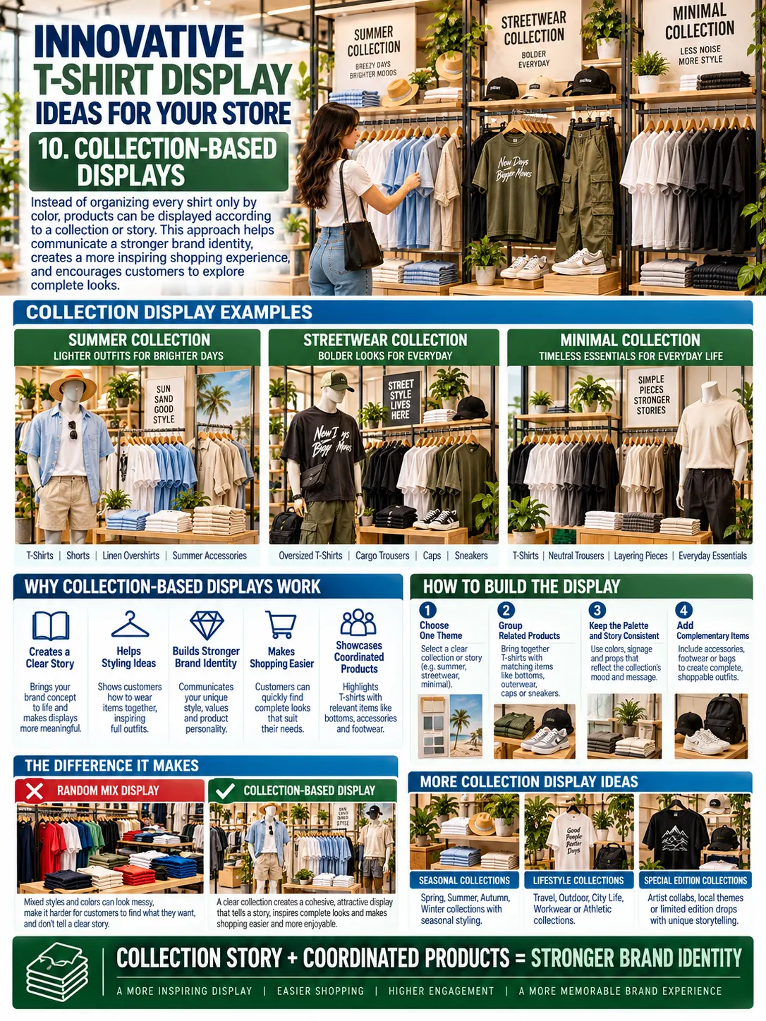 Innovative T Shirt Display Ideas for Your Store 10. Collection Based Displays