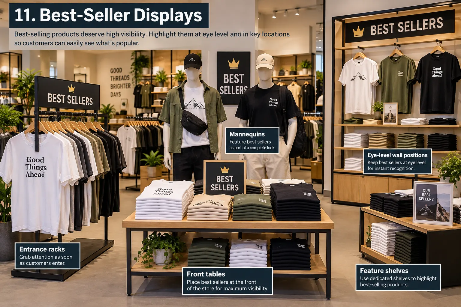 Innovative T Shirt Display Ideas for Your Store 11. Best Seller Displays
