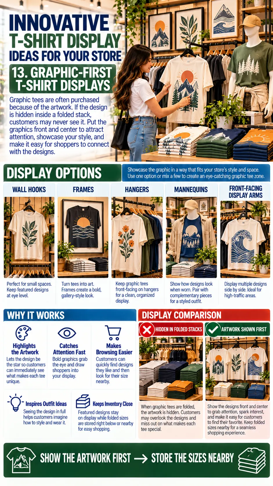 Innovative T Shirt Display Ideas for Your Store 13. Graphic First T Shirt Displays