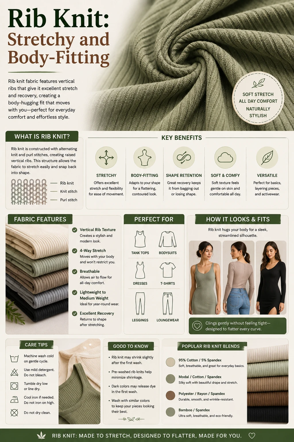 Rib Knit Stretchy and Body Fitting