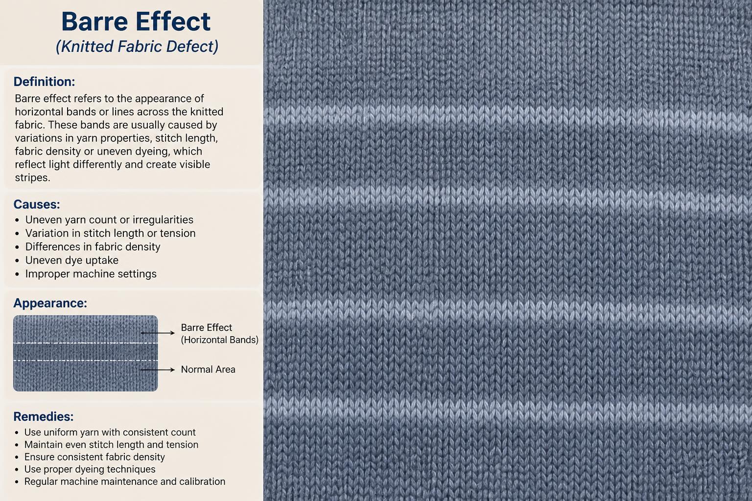 Barre Effect in Knitted Fabric Fabric Defects 2