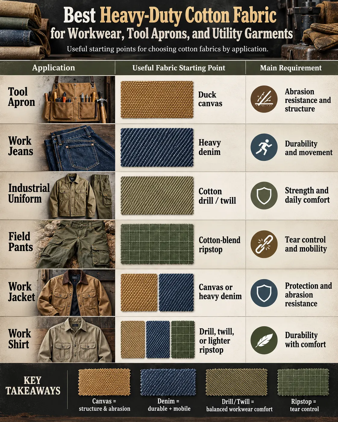 Best Heavy Duty Cotton Fabric for Workwear Tool Aprons and Utility Garments