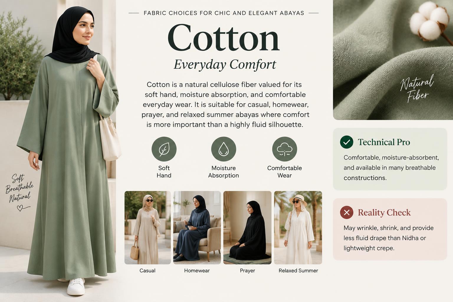 Fabric Choices for Chic and Elegant Abayas Cotton Everyday Comfort