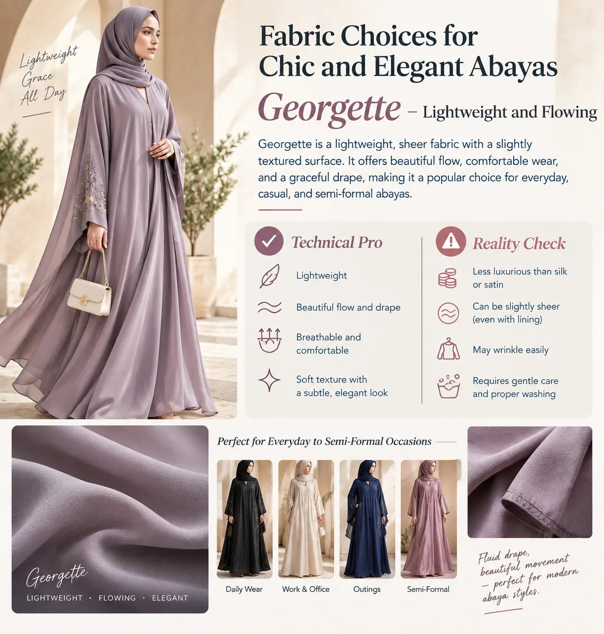 Fabric Choices for Chic and Elegant Abayas Georgette
