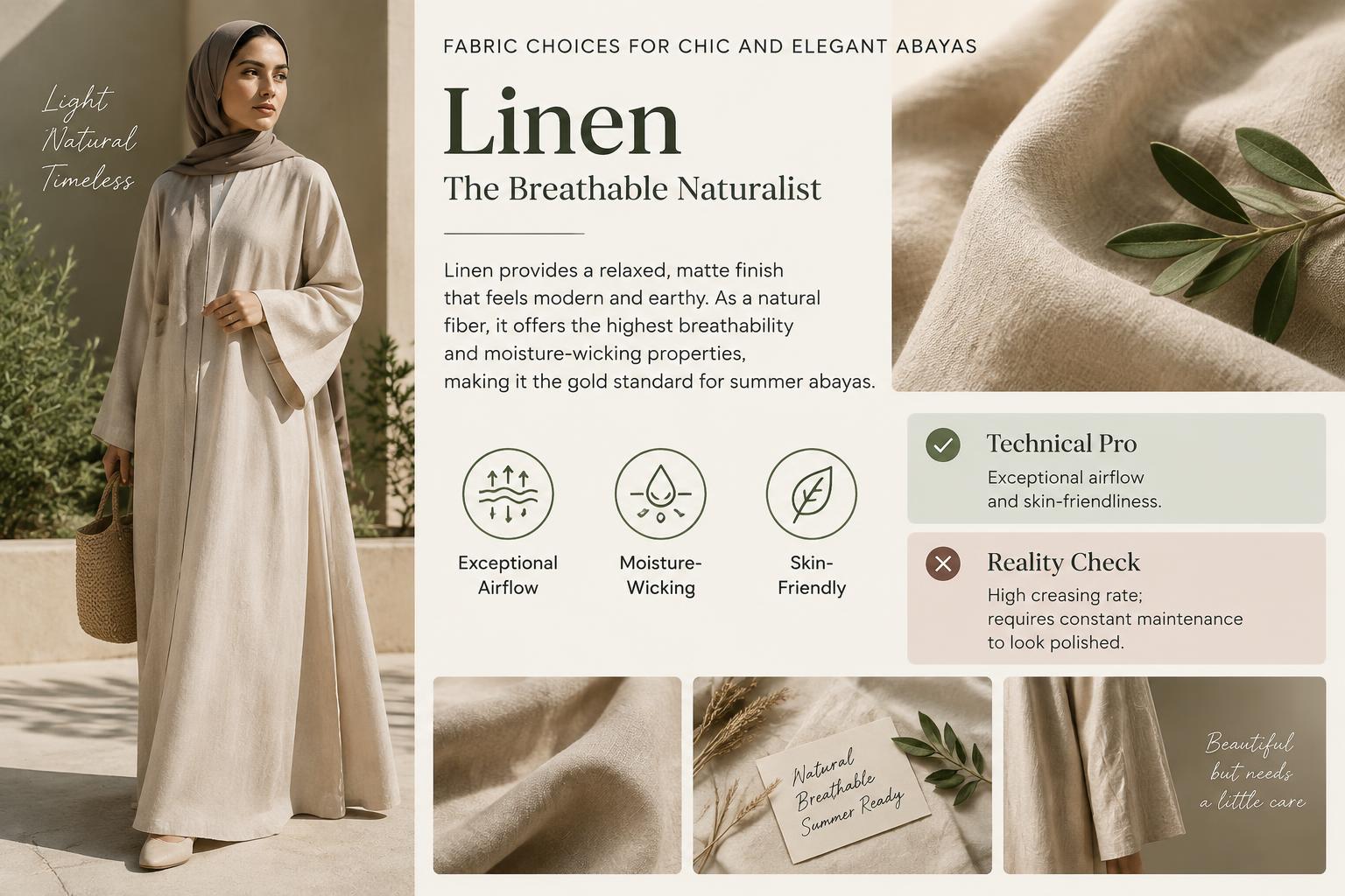 Fabric Choices for Chic and Elegant Abayas Linen The Breathable Naturalist