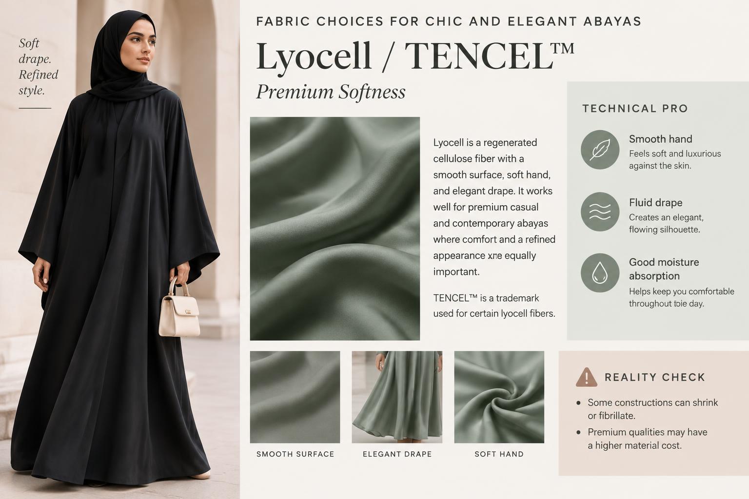 Fabric Choices for Chic and Elegant Abayas Lyocell TENCEL Premium Softness