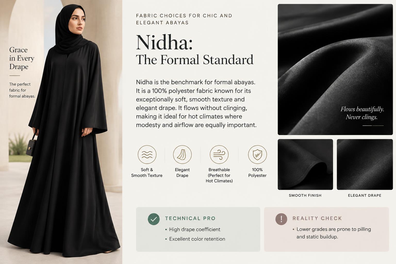 Fabric Choices for Chic and Elegant Abayas Nidha The Formal Standard