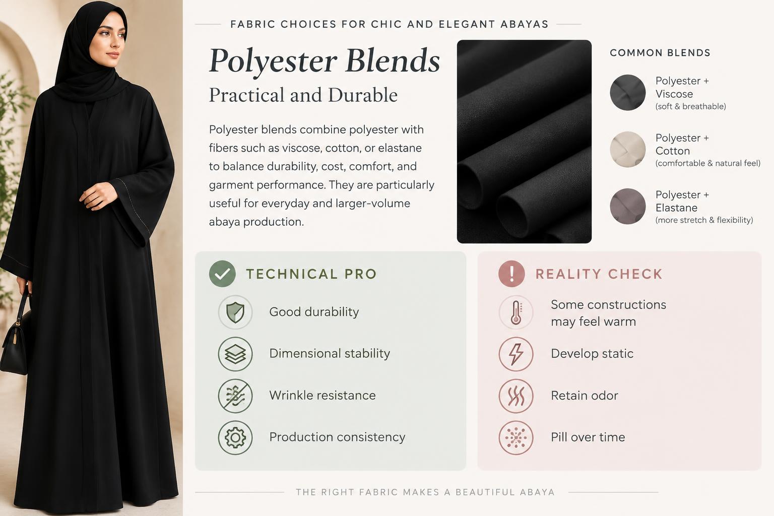 Fabric Choices for Chic and Elegant Abayas Polyester Blends Practical and Durable