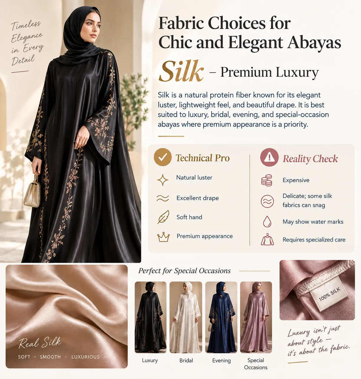 Fabric Choices for Chic and Elegant Abayas Silk