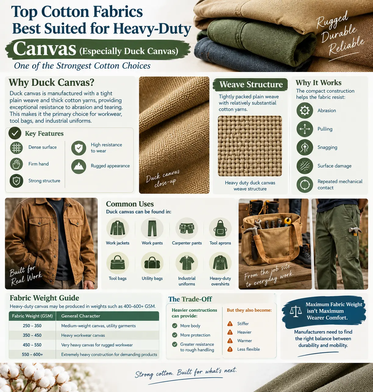 Top Cotton Fabrics Best Suited for Heavy‑Duty Canvas Especially Duck Canvas
