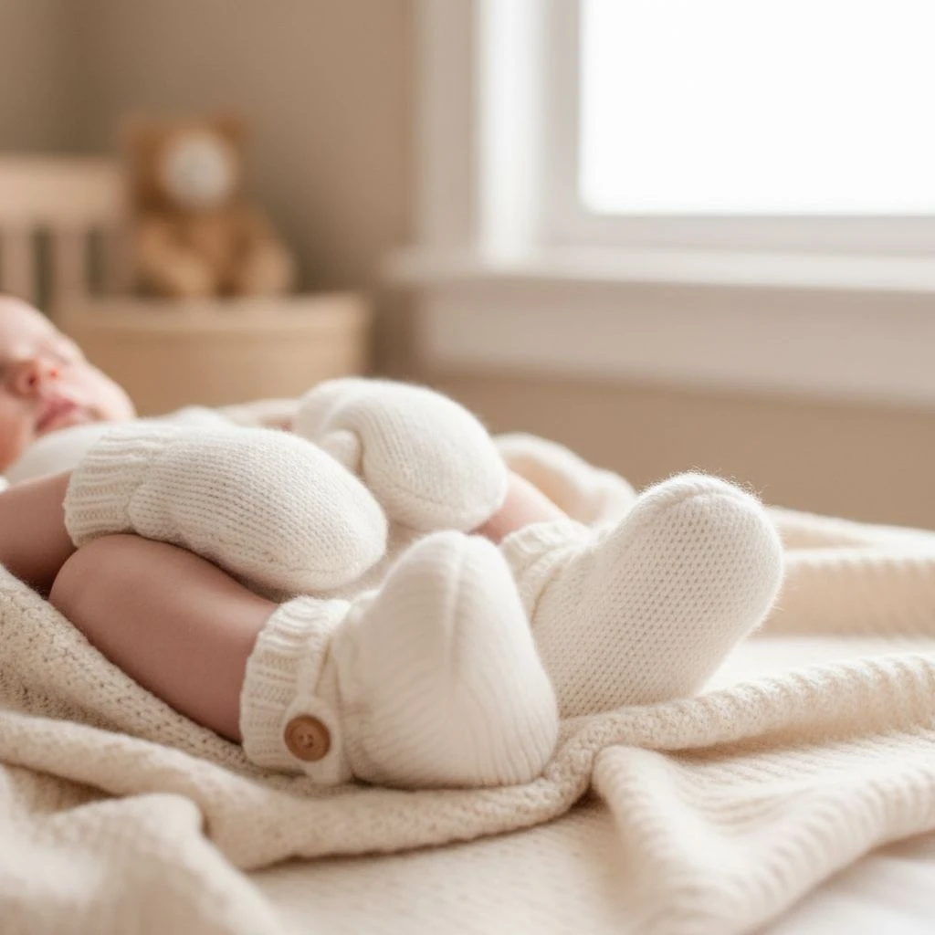 Booties Mittens wear by baby 1