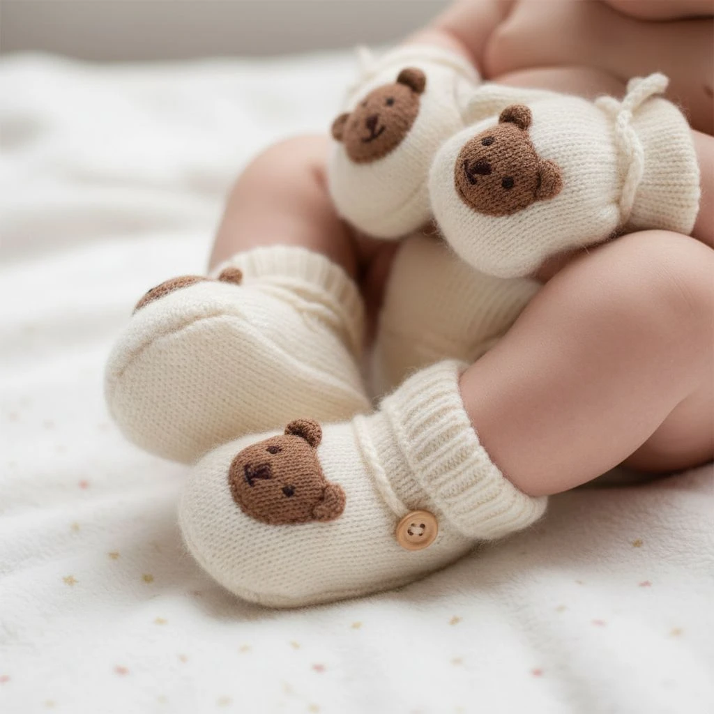 Booties Mittens wear by baby 4