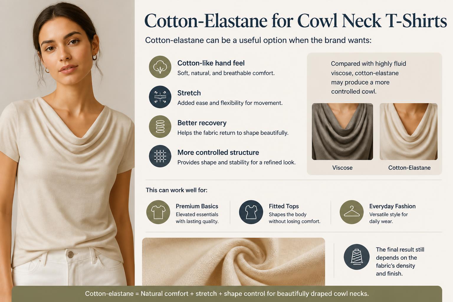 Cotton Elastane for Cowl Neck T Shirts