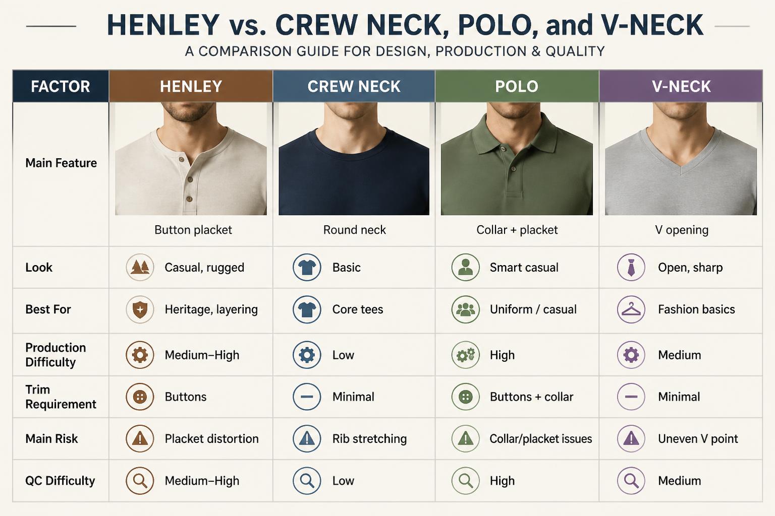 Henley vs. Crew Neck Polo and V Neck