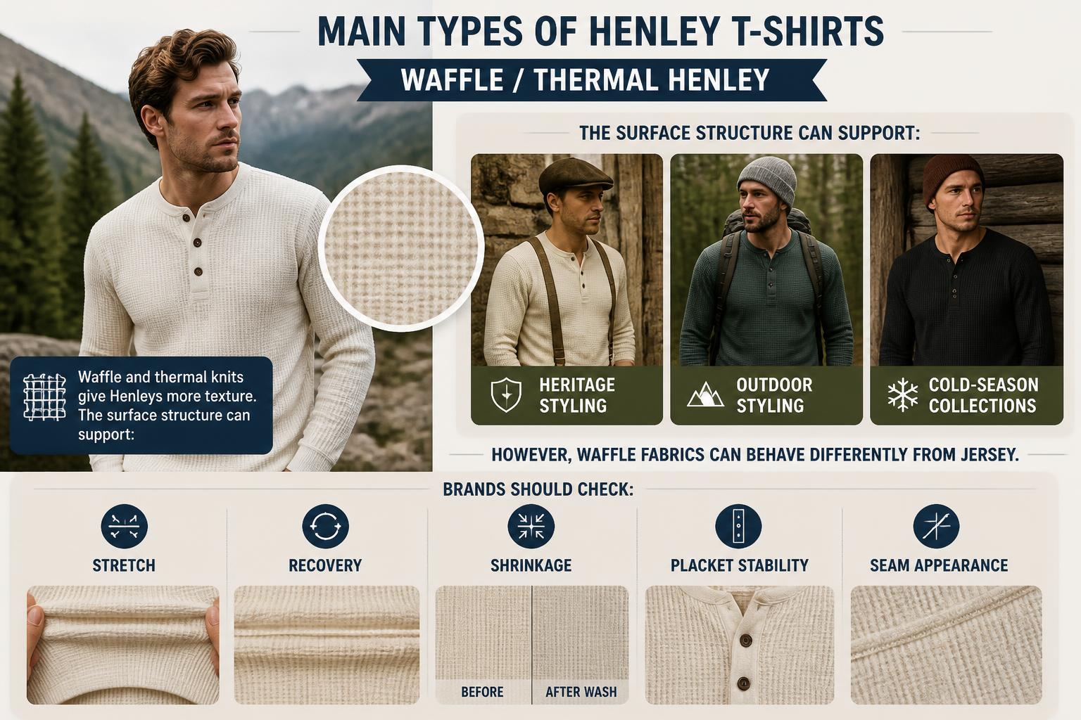 Main Types of Henley T Shirts Waffle Thermal Henley