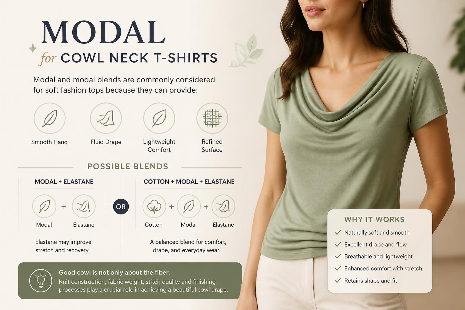 Modal for Cowl Neck T Shirts