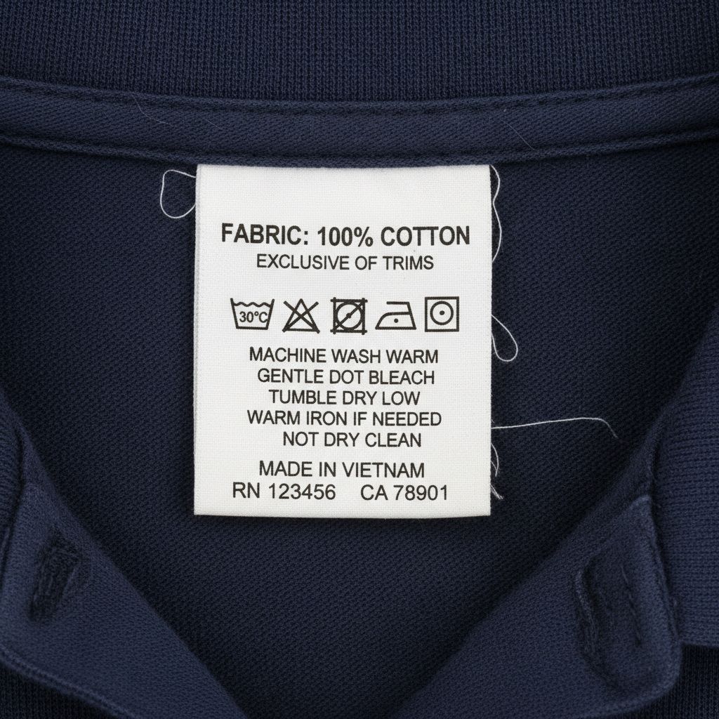 Polo shirt care label 2