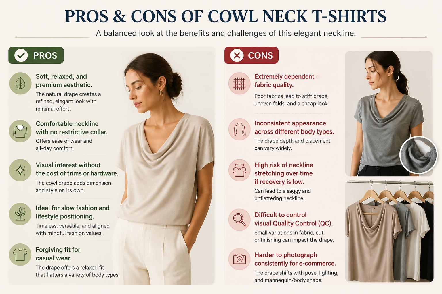 Pros and Cons of Cowl Neck T Shirts