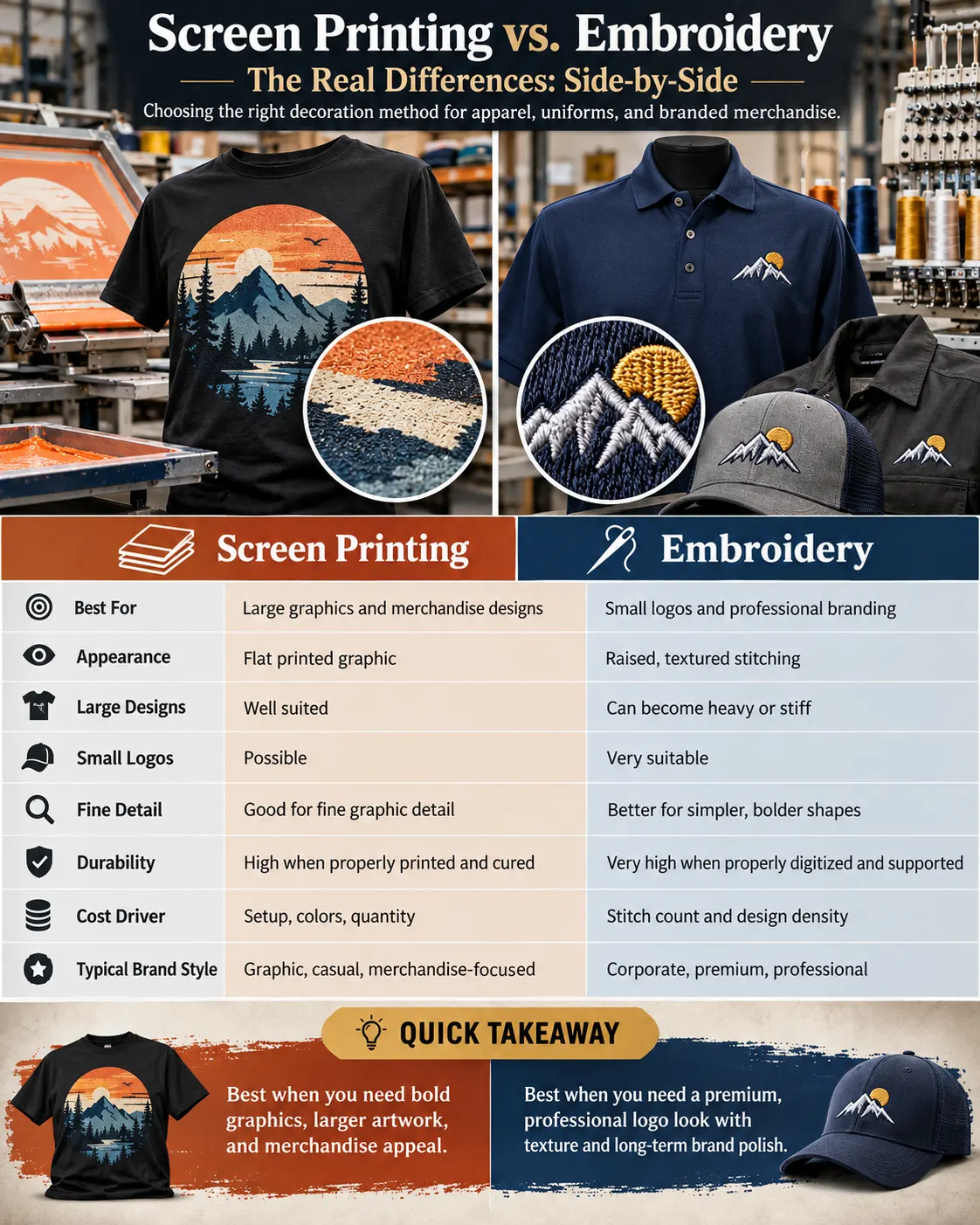 Screen Printing vs. Embroidery The Real Differences Side by Side