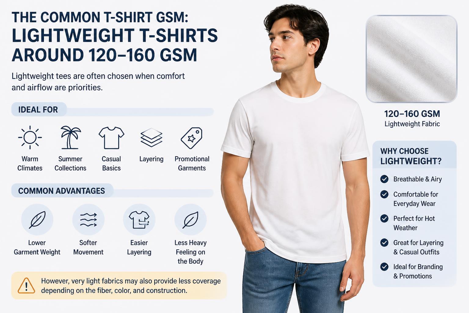 The Common T Shirt GSM Lightweight T Shirts Around 120&ndash;160 GSM