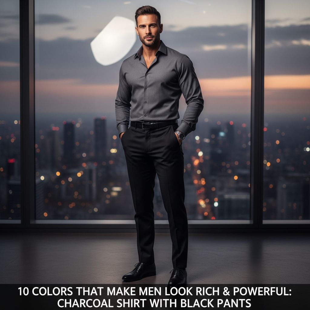 10 Colors That Make Men Look Rich Powerful Charcoal Shirt with Black Pants