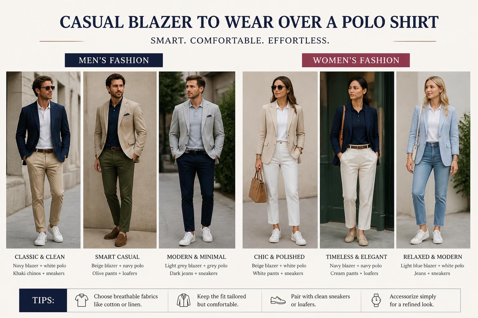 Casual Blazer to Wear Over a Polo Shirt Men and Women Fashion