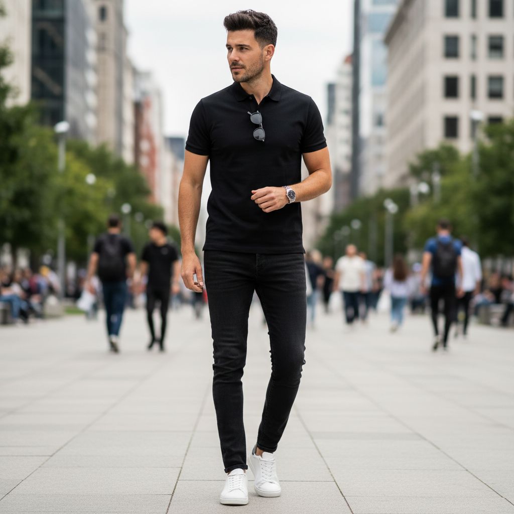 Casual Polo Outfits for Weekends and Social Plans Black Polo With Black Jeans