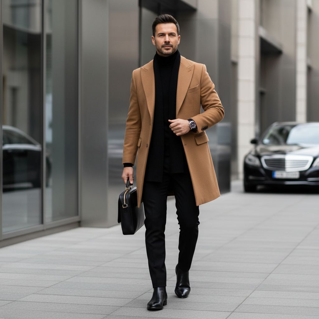 Camel stands out against black without becoming loud. The combination feels modern, controlled, and easy to recognize.