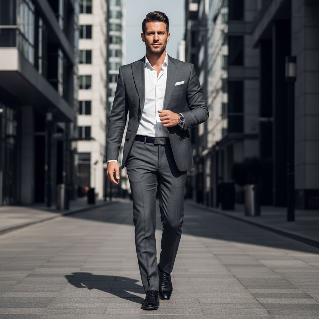 White keeps the outfit fresh, while charcoal prevents it from feeling too bright or formal.