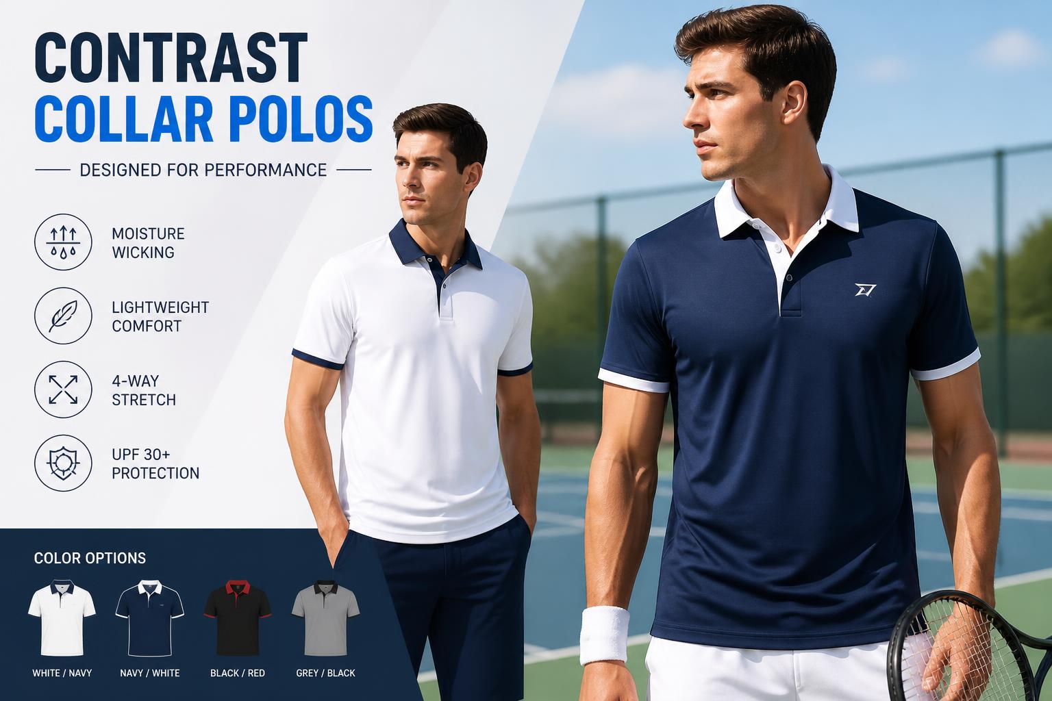 Contrast Collar Polos for Sportswear 2