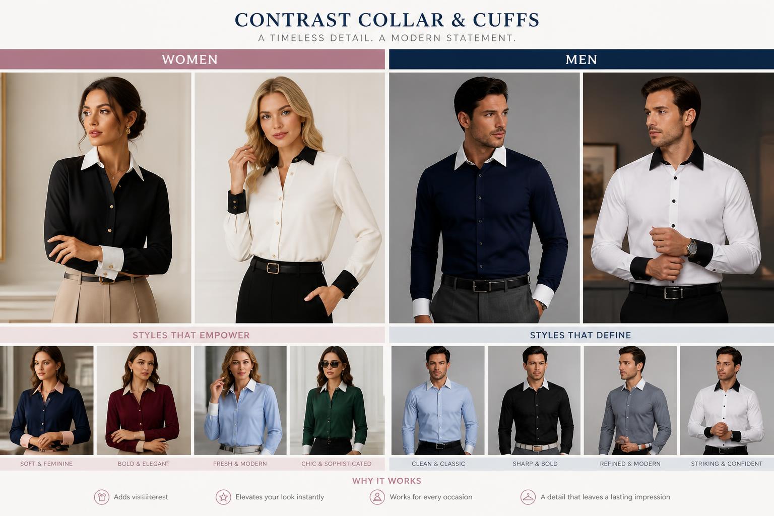 Contrast Collar and Cuffs for women men fashion