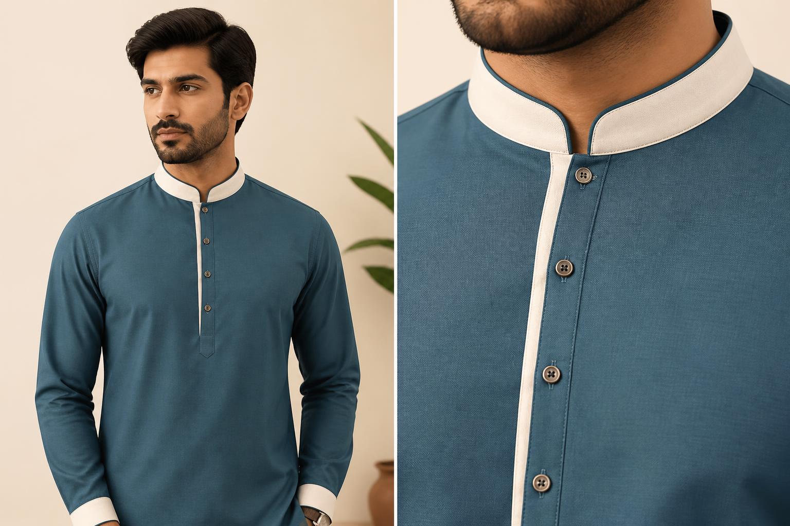 Contrast Color Mandarin Collar 2